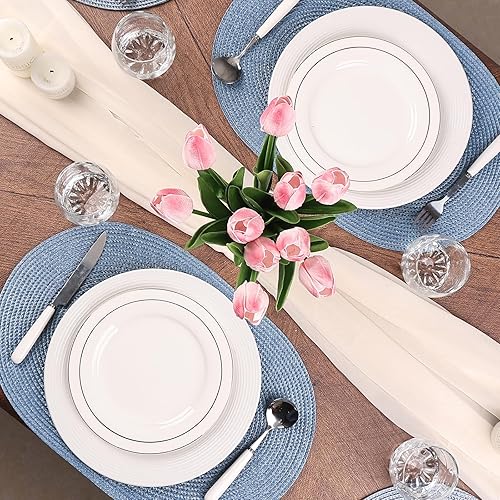 Miniatura 7 de AHHFSMEI Juego de 6 manteles individuales para mesa de comedor, lavables, tejidos, antideslizantes, de 18 x 12 pulgadas, resistentes al calor,