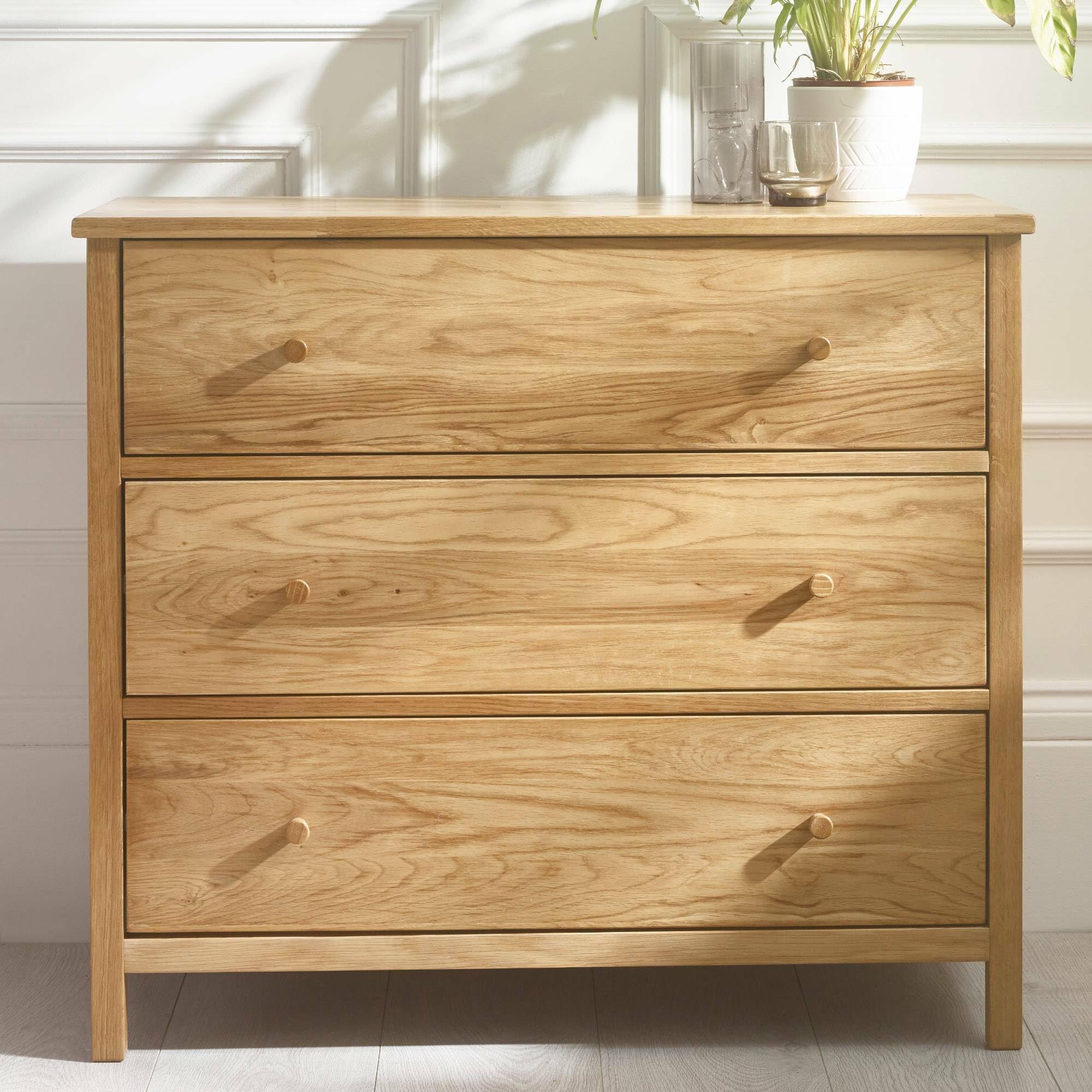 Julian Bowen Coxmoor Chest of Drawers, 3 Drawer, Oak - H74 x W84 x D40cm