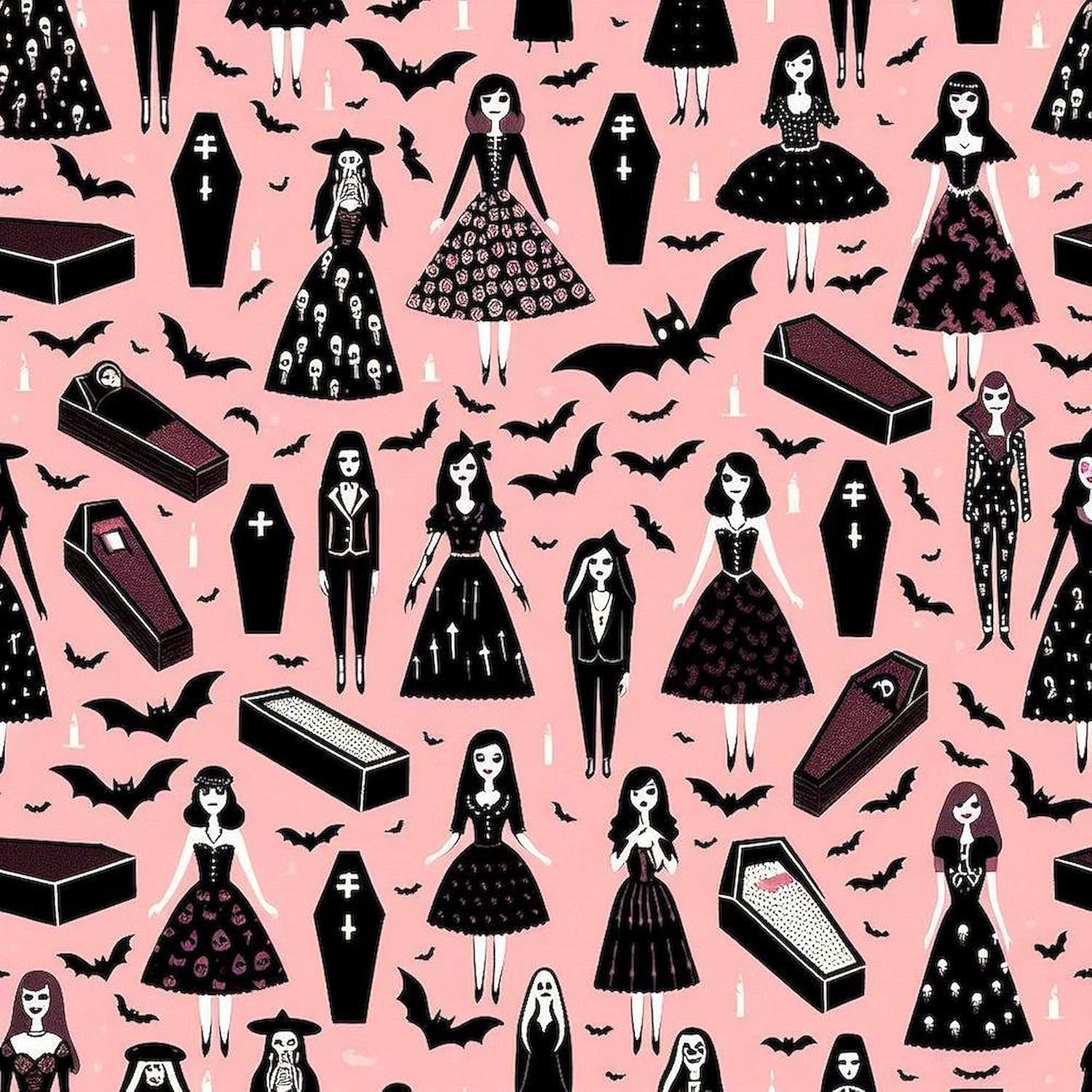 CafePress Pink Vampire Dolls Queen Duvet Cover, Printed Comforter Cover, Unique Bedding