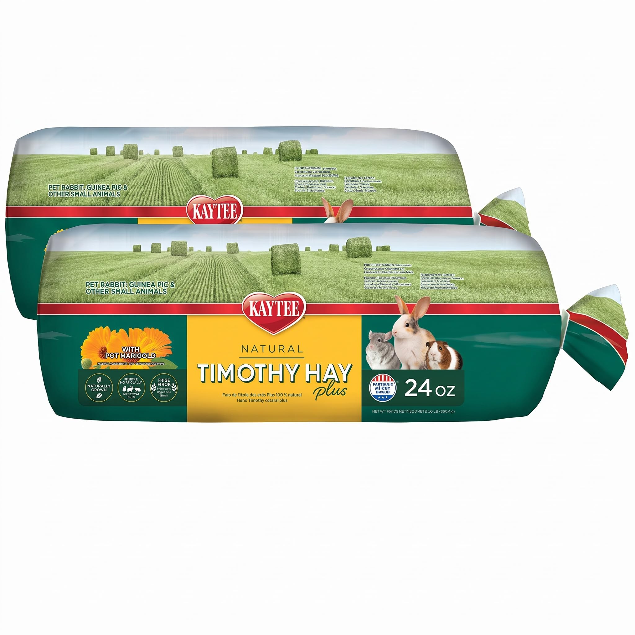 Kaytee All Natural Timothy Hay Plus Marigolds for Guinea Pigs, Rabbits &amp; Other Small Animals, 24 Ounce (Pack of 2)
