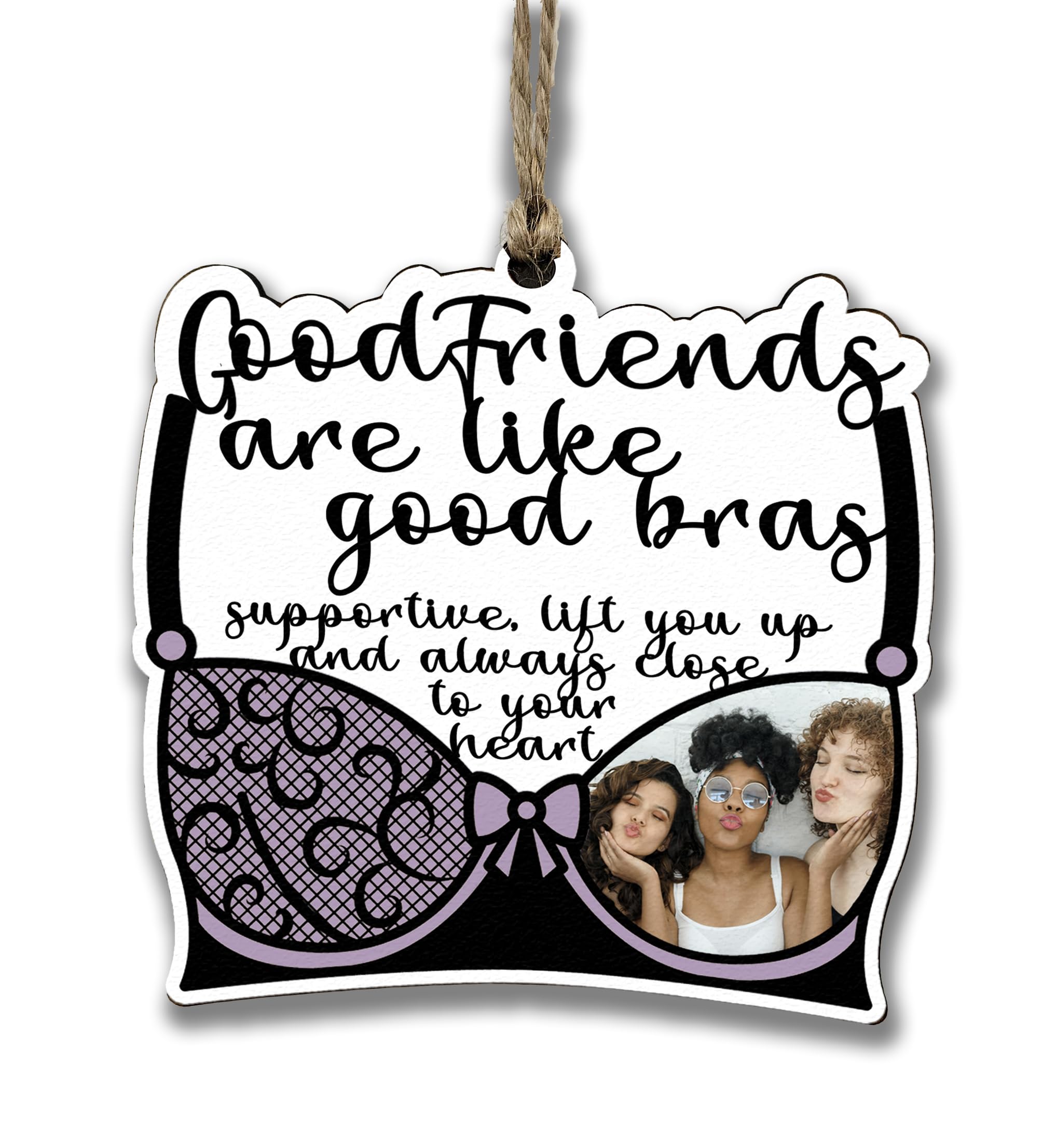 The Plum Penguin Personalised Friendship Bra-shaped Photo Gift Hanging Keepsake Sharing Supportive Memories