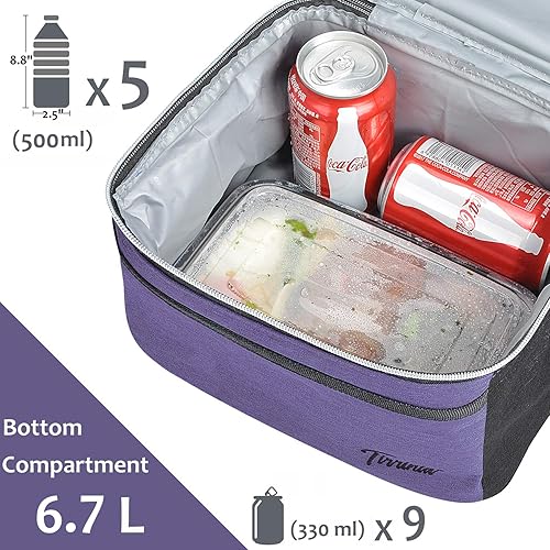 Miniatura 3 de Tirrinia Lonchera térmica, a prueba de fugas, lonchera Bento para mujeres, hombres, adultos, bolsa refrigerante de trabajo y oficina, 10.2 x 7.5 x 9