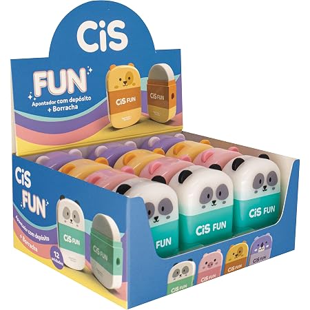 CIS 481 Apontador Escolar Fun + borracha, Display com 12 unidades ...