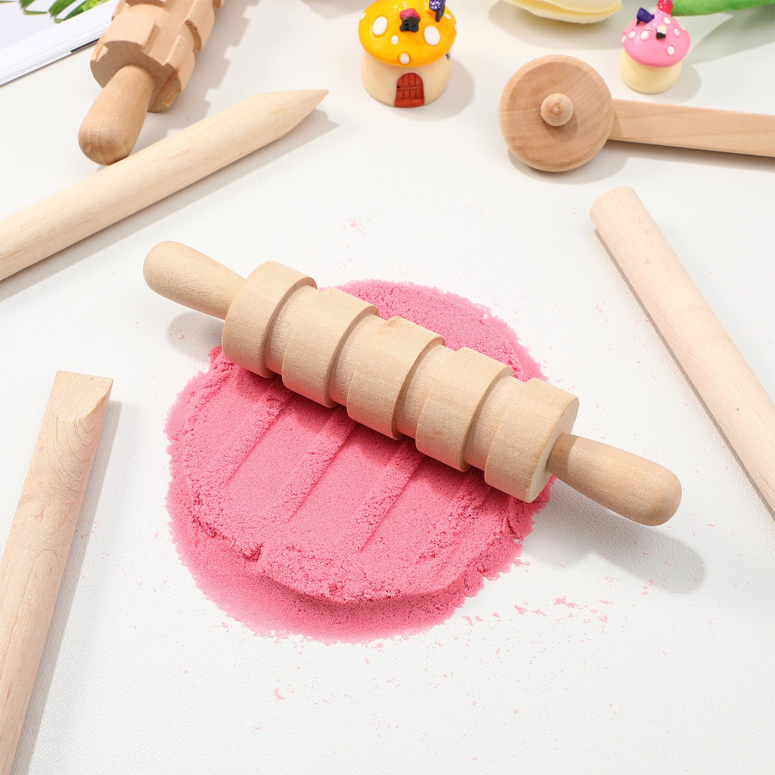 Set D'outils en Bois pour Argile et Pâte à Modeler, Surface Lisse sans Bavure, Matériau Synthétique, pour Créativité et Loisirs des Garçon et Filles