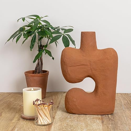 Miniatura 8 de Bloomingville Máquina de papel decorativa abstracta moderna, jarrón de terracota (cada uno variará)