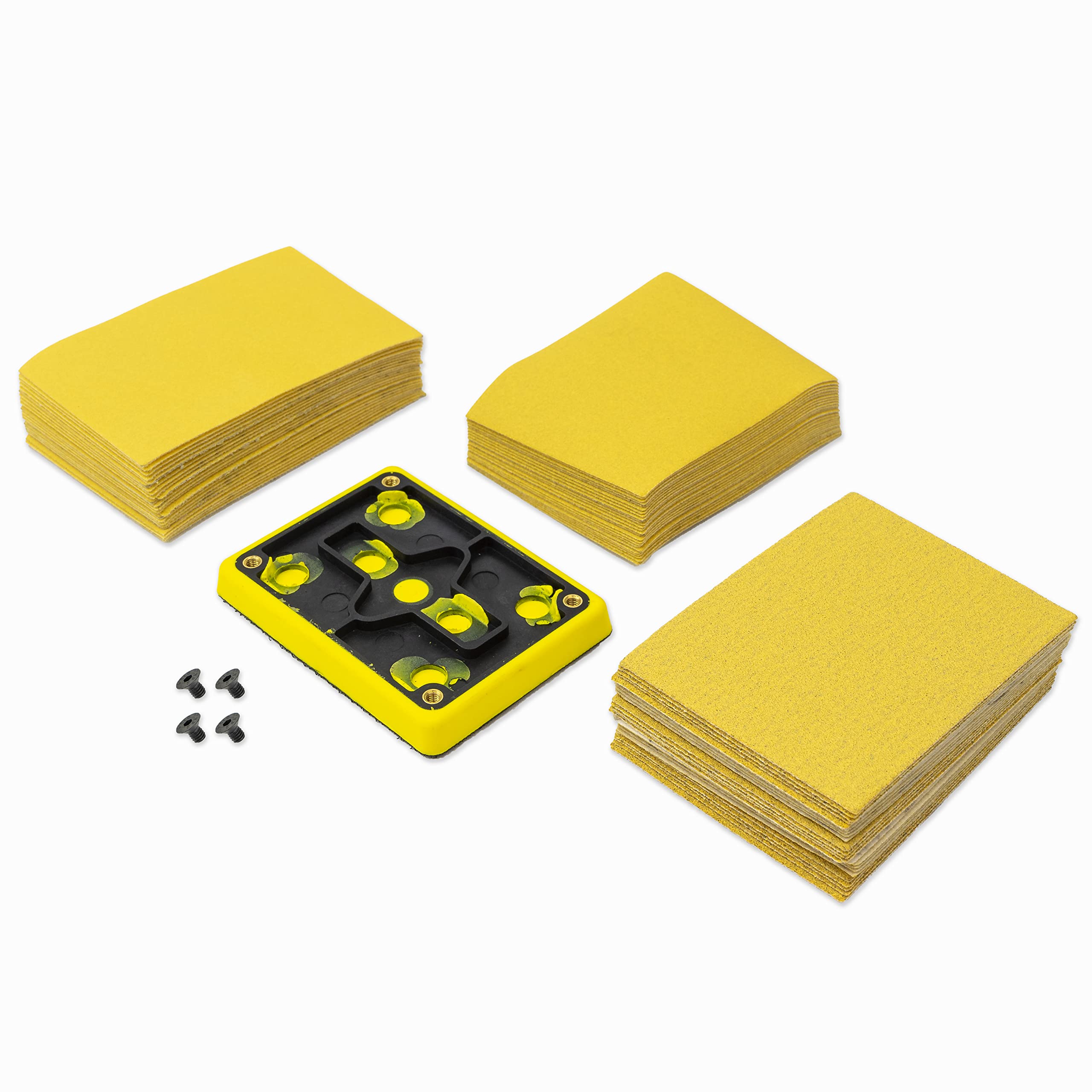 Tool Guy Republic 3" x 4" Sanding Backup Pad - Non Vacuum, Hook and Loop with 75 pcs Assorted 100, 220, 320 Grit Sandpaper