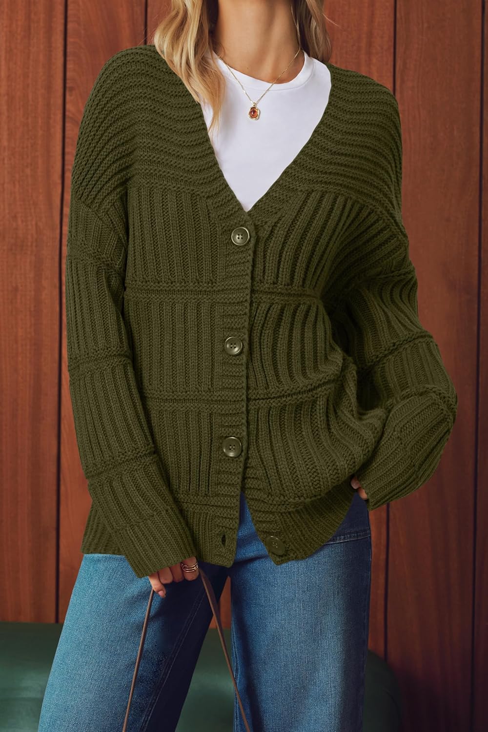 Arach&Cloz Women's Wool Blend Chunky Knit Winter Cardigan Sweaters Outfits - Image 3