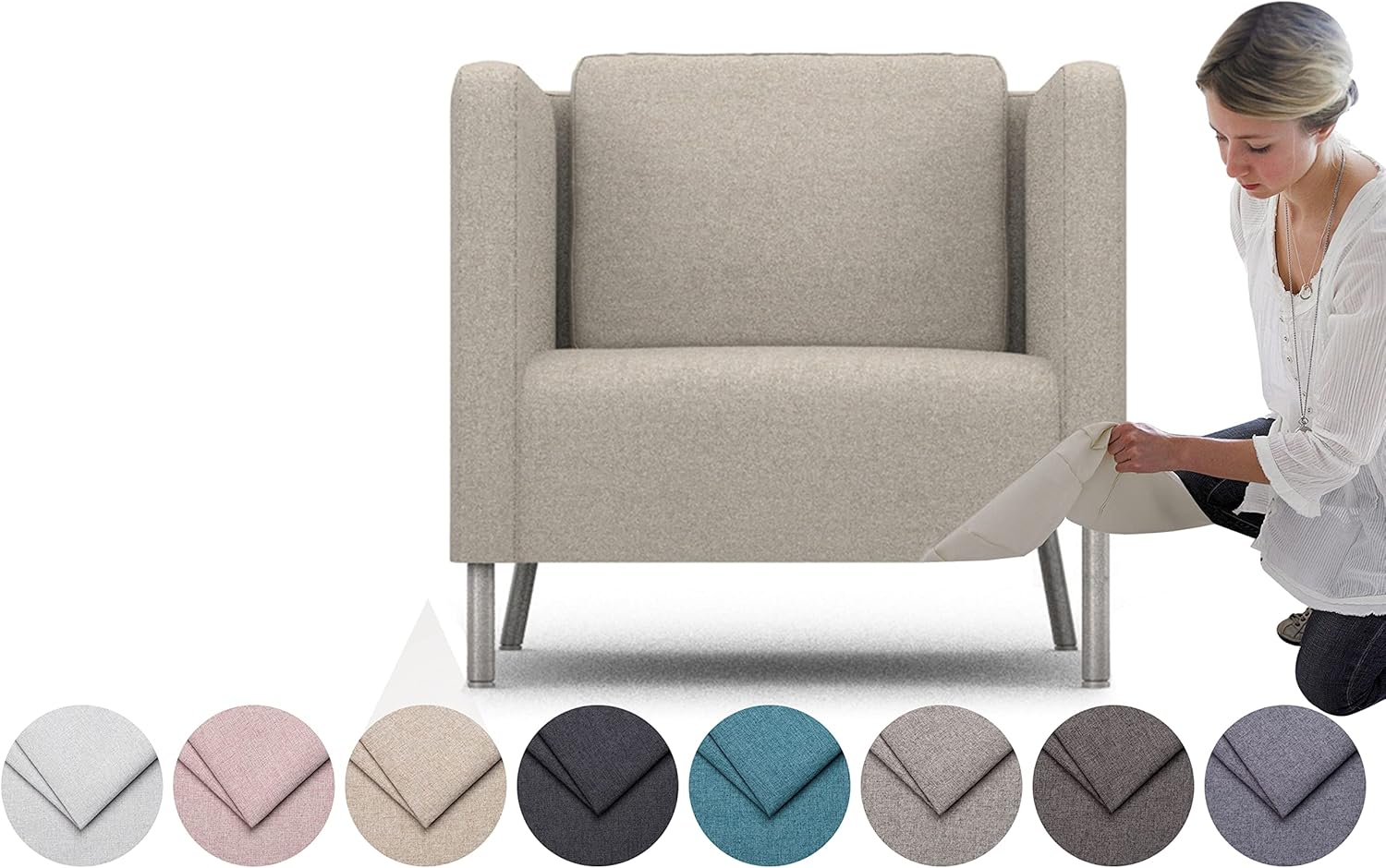 comfortly Cover for Ekero Armchair, Replacement Slipcover, Heavy Duty 2 pcs Cover, Pets and Stain Proof Durable Nano-Tech Fabric, Easy to Clean & Replace (Cashmere Blends - Beige)