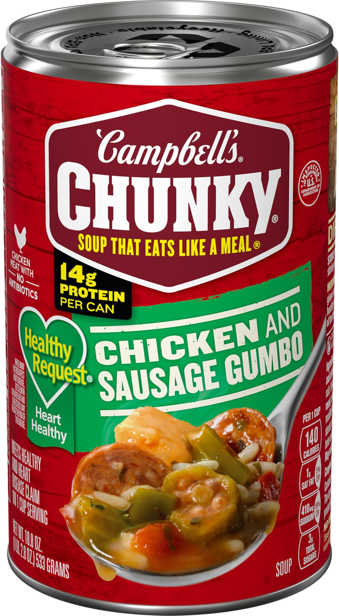Campbell's Chunky Soup, Healthy Request Chicken and Sausage Gumbo, 18.8 Oz Can