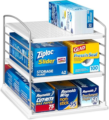 YouCopia UpSpace - Organizador de caja ajustable para papel de aluminio y almacenamiento de gabinetes de cocina 9 x 9 pulgadas color blanco