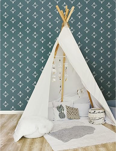 Miniatura 3 de RoomMates RMK12145WP Rose Lindo - Papel pintado de pétalos prensados color verde azulado oscuro, color azul mezclilla