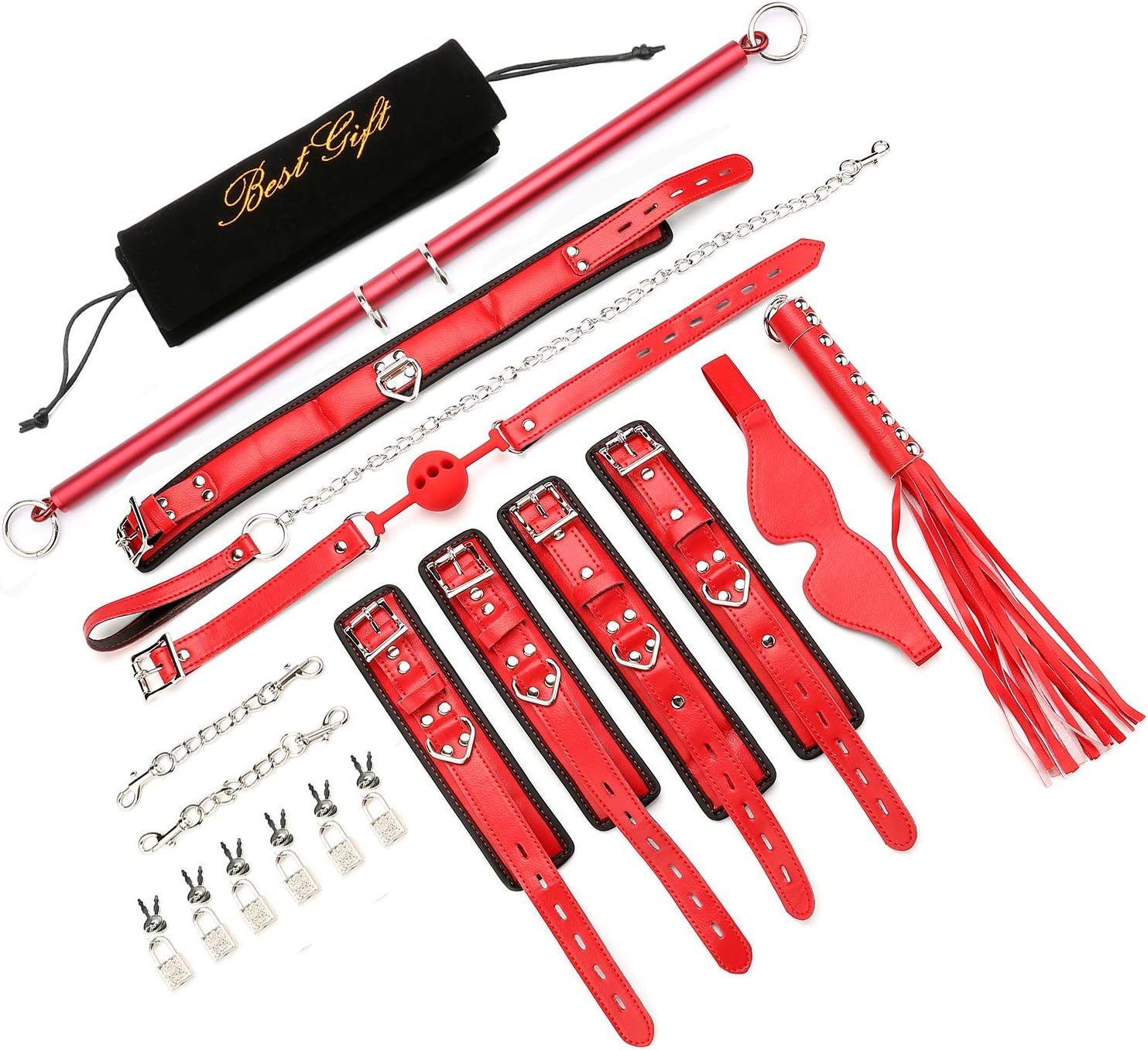 EXREIZST Expandable Spreader Bar Set with Bag and Premium Soft Pad Leather Straps System Set Adjustable Home Yoga Bar Kit