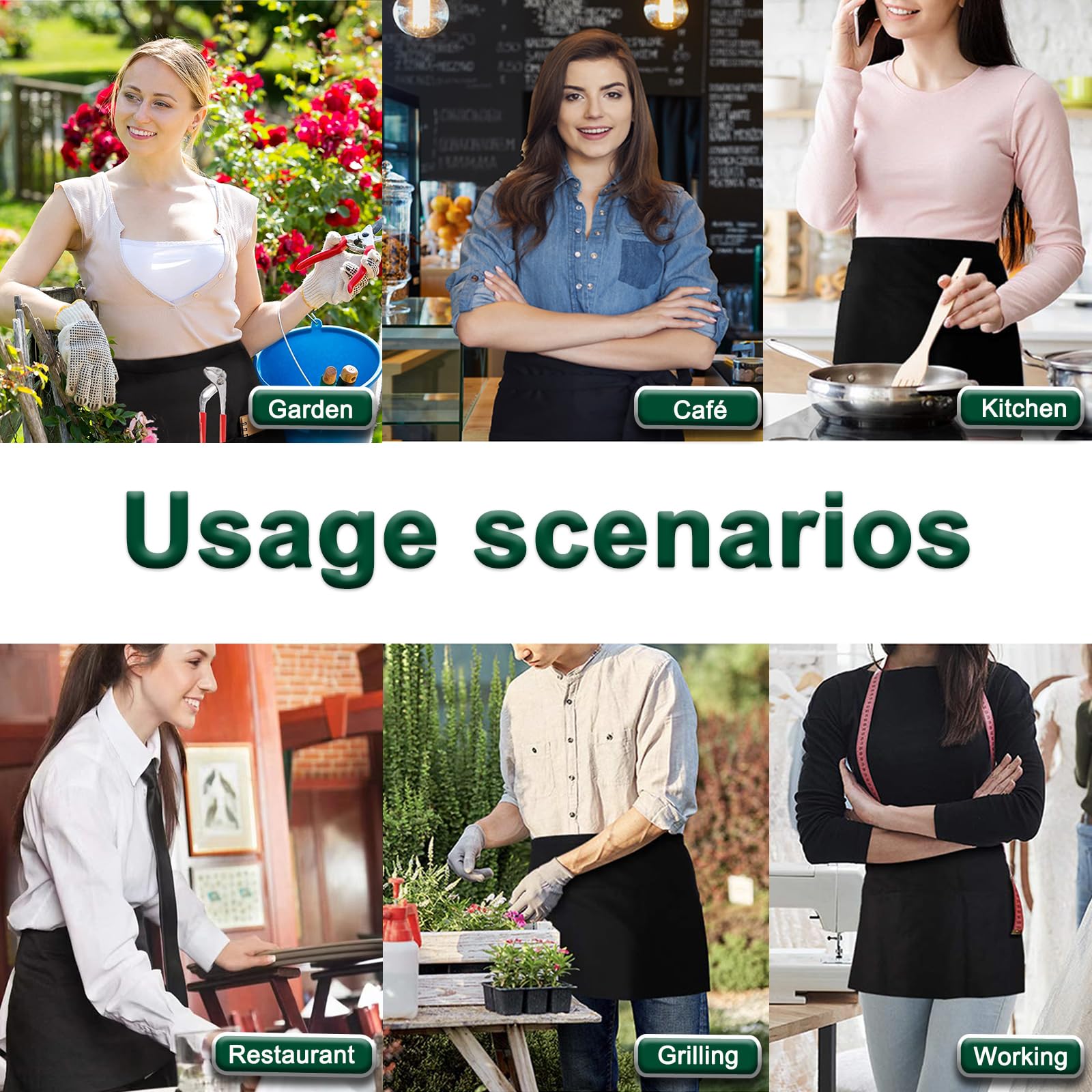 Grembiule Donna In Cotone E Lino - Impermeabile, Taglia Unica Per Cucina E Giardino - Foto 4