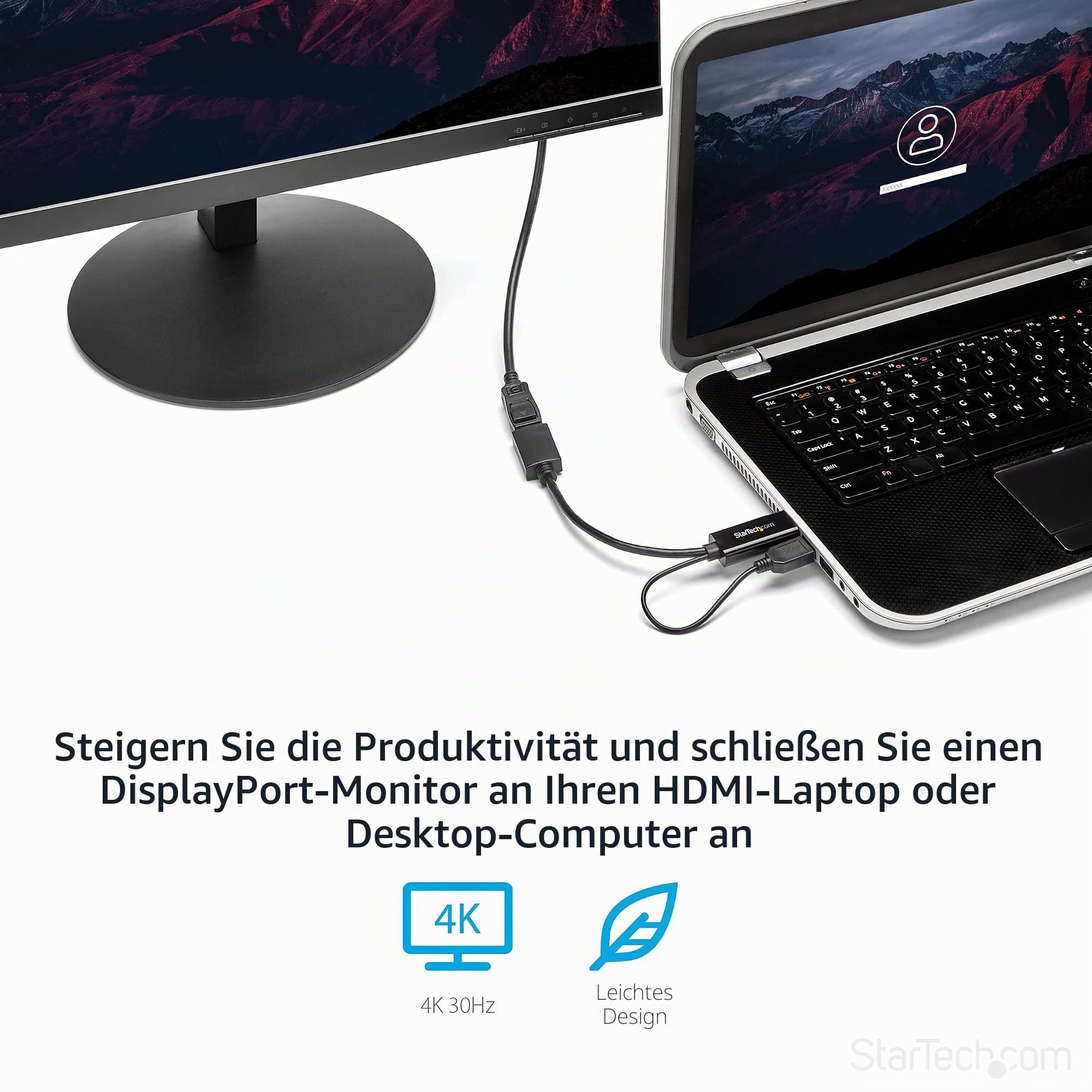 StarTech.com HDMI auf DisplayPort Adapter - HDMI auf DisplayPort Konverter mit USB Power - 4K