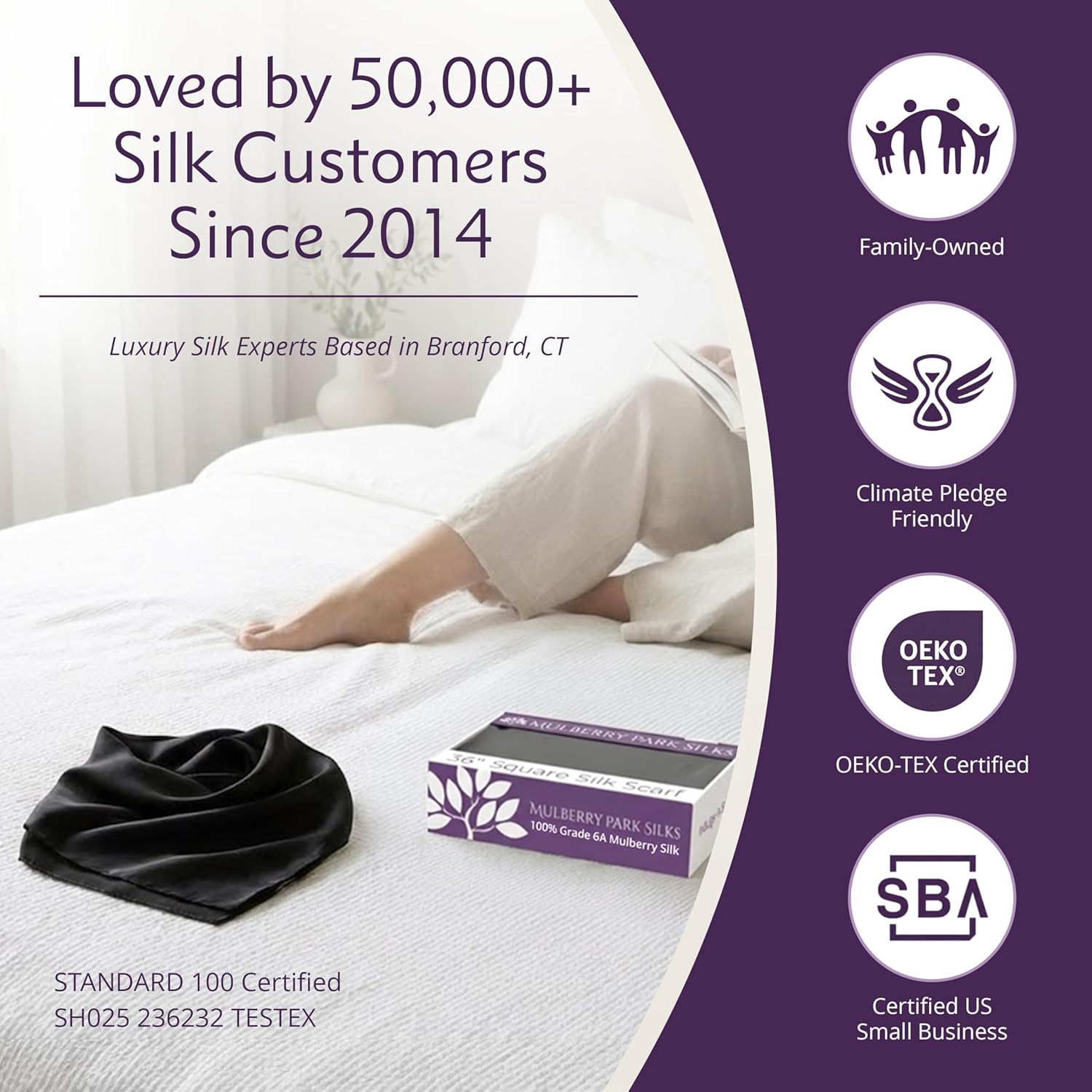 100% Mulberry Silk Head Scarf Large 36" - 19 Momme Women's Hair Wrap for Sleeping, Reduce Frizz & Damage, Natural Soft Silk - Image 7