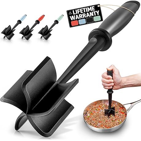Zulay Meat Masher - The Ultimate Ground Meat Smasher for Perfectly Flat Patties