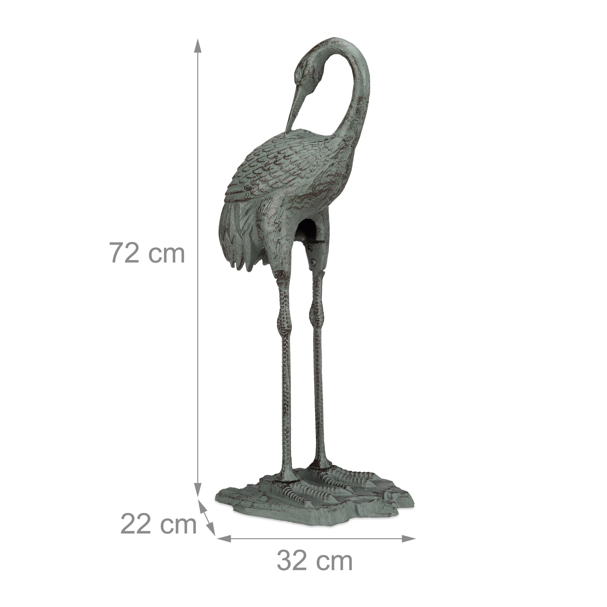 Relaxdays Figura Decoración Jardín, Metal, Verde, 72 x 32 x 22 cm