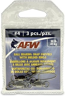 American Fishing Wire Black Ball Bearing Snap Swivels (3 Pieces), Size 4, 90 Pound Test