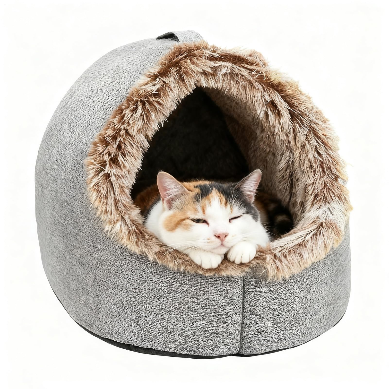Arroopu Covered Cat Bed - Soft Calming Nest Pet Supplies,Cat Bed Covered Puppy House | for Kitten Puppy Small Medium Pet Indoor Bedroom Living Room Balcony Home Apartment Winter Sleeping