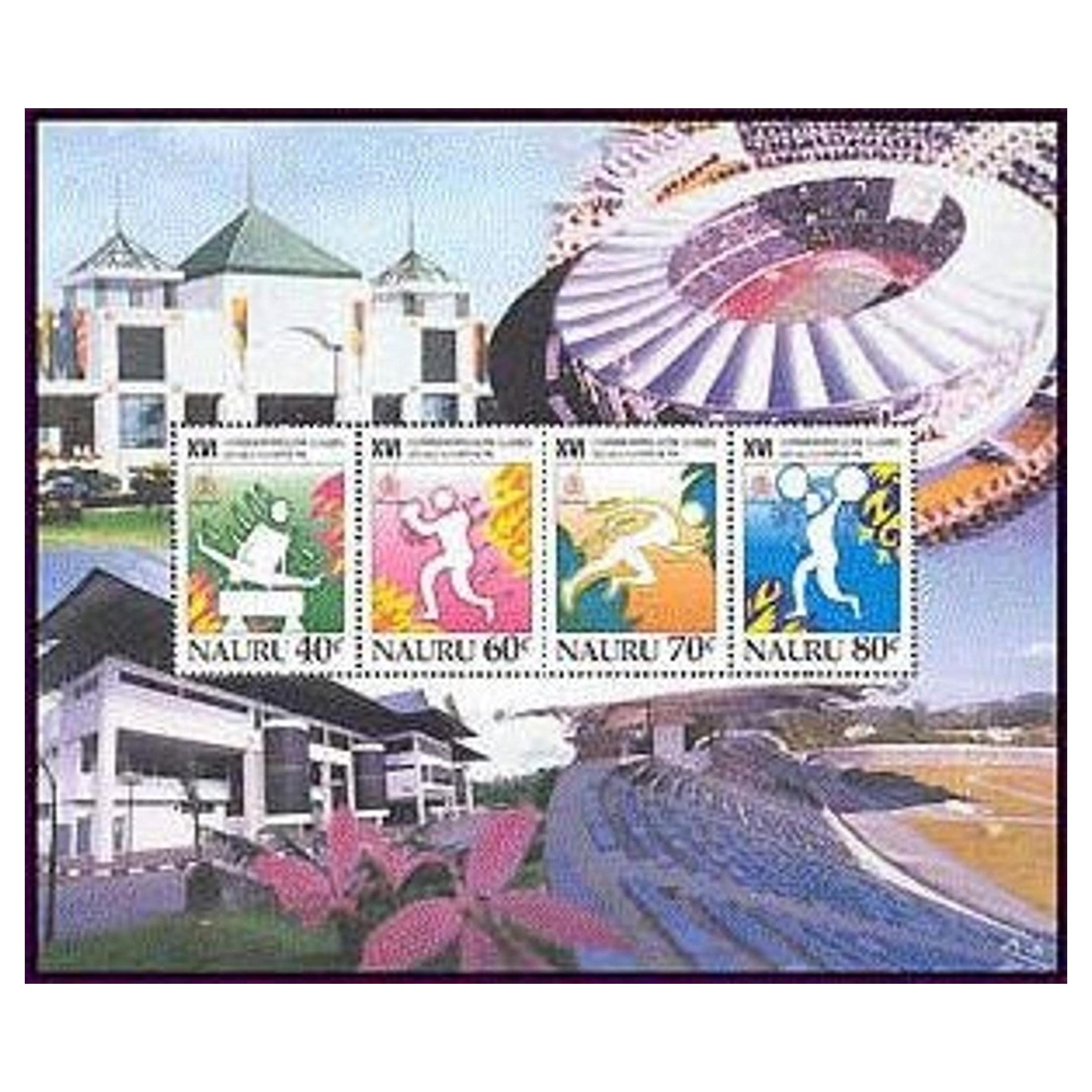 Nauru Commonwealth Games Souvenir Sheet | Olympics Collectible Mail & Postage Stamps from 1998 | Scott 457a | Famous Postal Stamp & Mailing Merchandise Gift for Collectors & Memorabilia Enthusiast