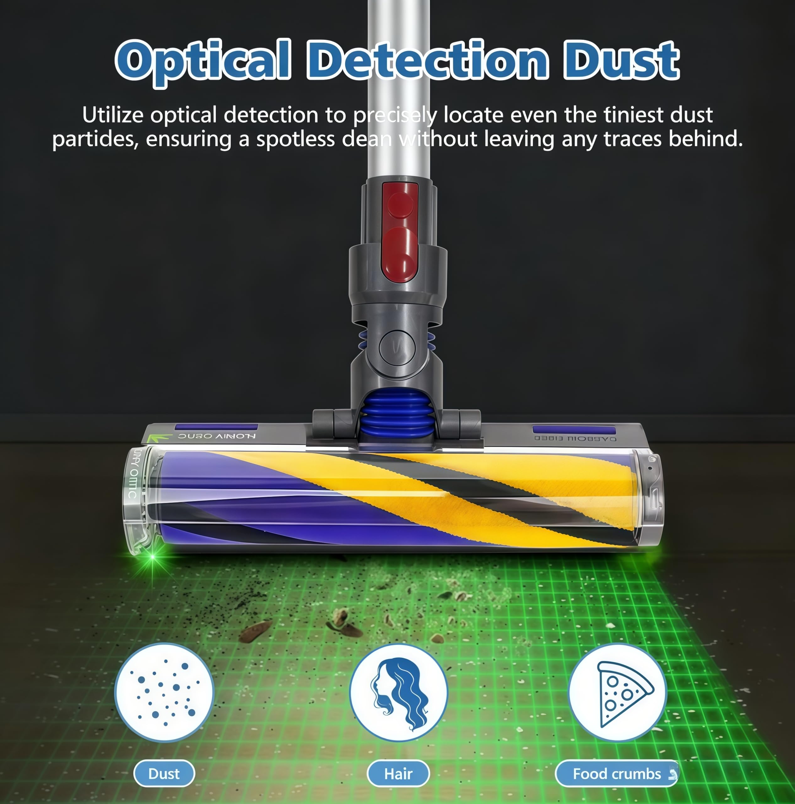 Cabezal de cepillo óptico ligero y suave de repuesto para aspiradoras inalámbricas Dy-son V7, V8 V10 Absolute, V11 V15, cabezal de rodillo suave con luz LED verde de repuesto para suelo duro