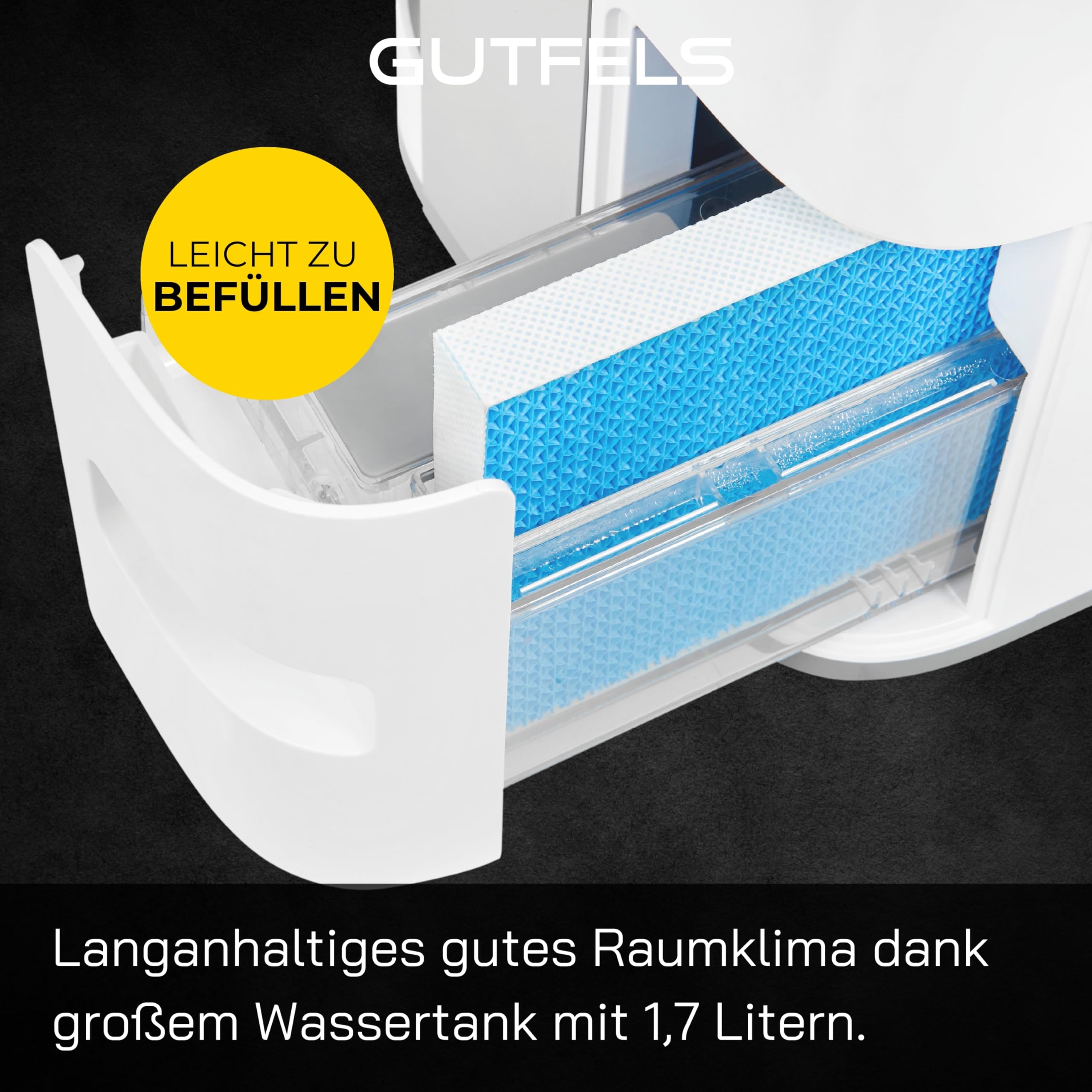 Luftreiniger und Luftbefeuchter 2-in-1, HEPA-14, UV-C | 7-Fach-Filtration, 488 m³/h CADR, bis 70 m², 1,7-L-Tank, Fernbedienung, leise 18–55 dB