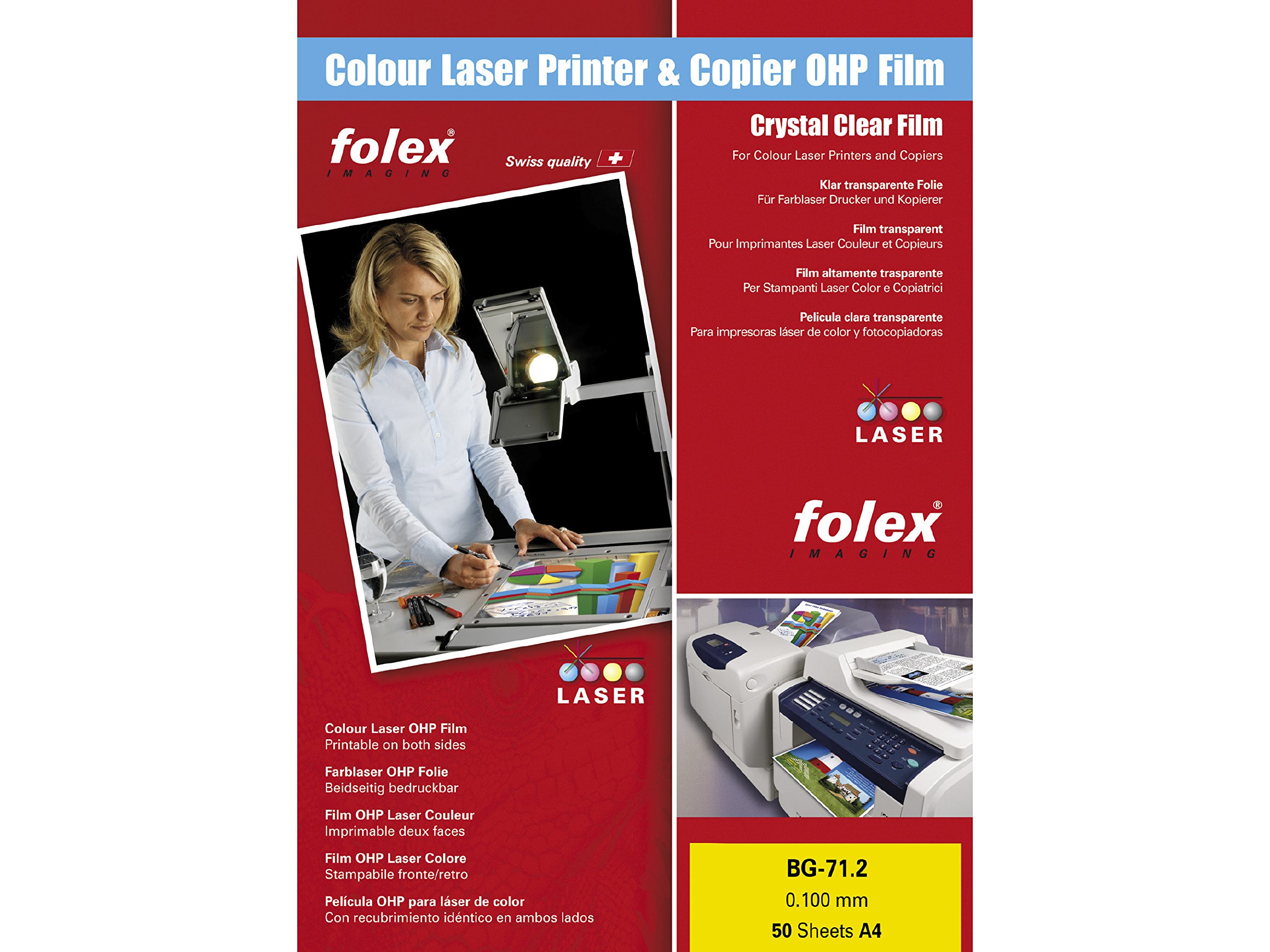 Kopierfolie DIN A4, Folex BG-71.2, 100 Mic, Papierstreifen lange Seite, 100 Stück