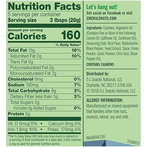 Miniatura 7 de Anacardos de sal y pimienta Esmeralda 5 oz paquete de 2