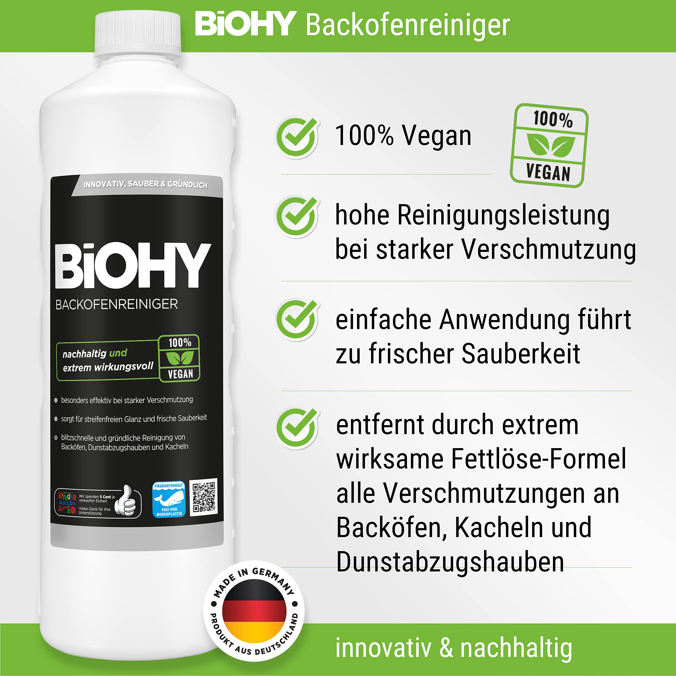 BiOHY Set per la pulizia della cucina | Sgrassatore biologico concentrato | adatto per tutta la cucina | scioglie le incrostazioni ostinate | formula lucida e sgrassante
