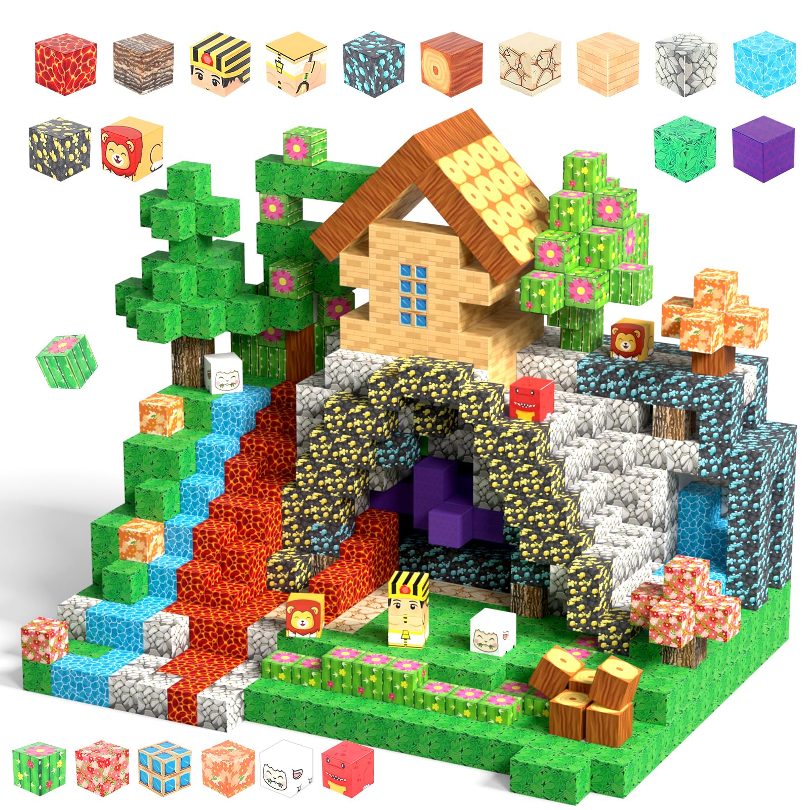 150 Piezas Cubos Magnéticos, Construcciones Magnéticas Bloques, Bloques de Construcción Magnéticos, Juguetes de Construcción de Cubos Magnéticos, Juguetes Creativos para Niños y Niñas Partir de 3 Años