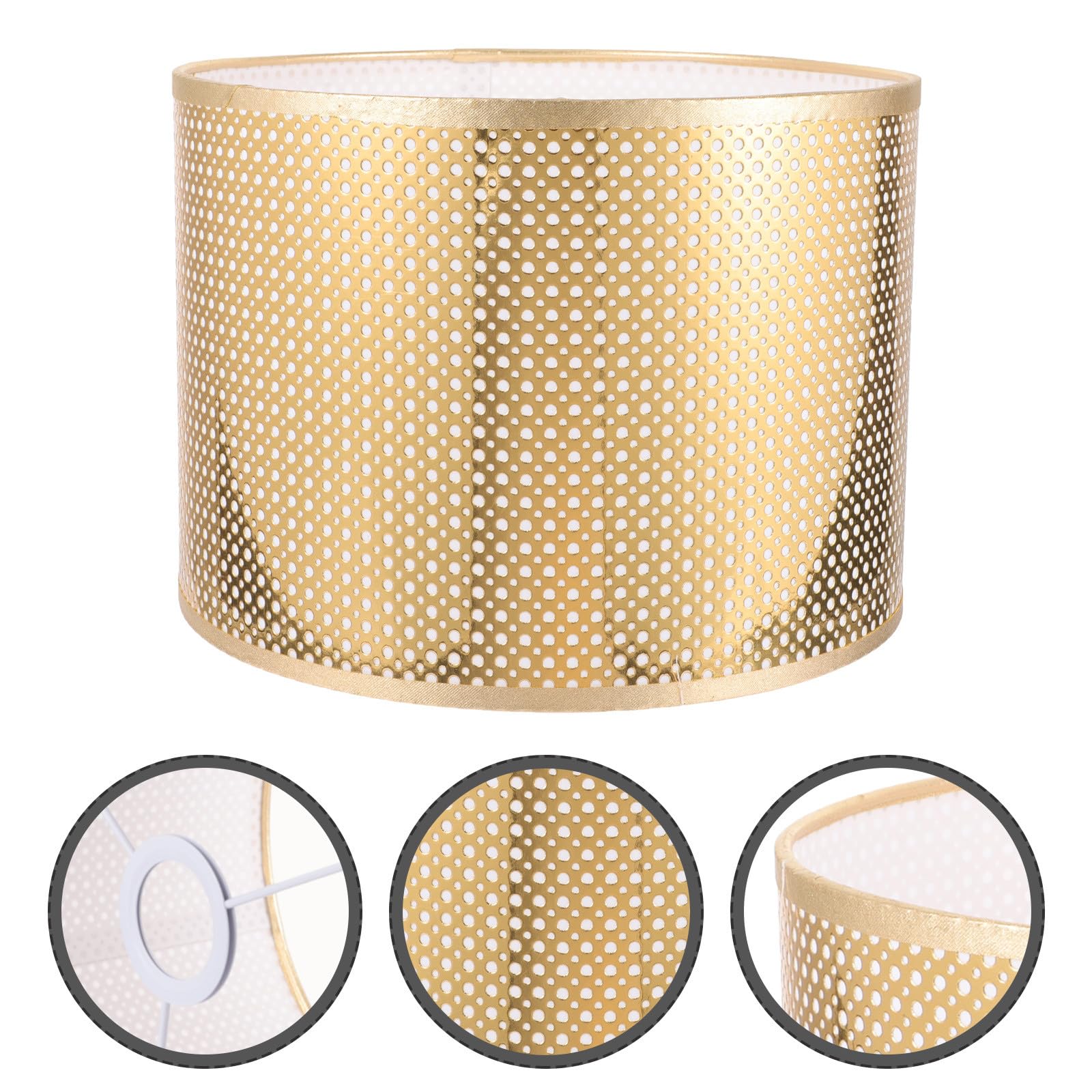 Healeved Paralume a Tamburo Piccolo e Metallo, Paralume Rustico E27 per Lampade da Tavolo da Terra, Diffusore Luce Calda per Soggiorno, Camera da Letto, Hotel e Studio, Diametro 25 Cm X