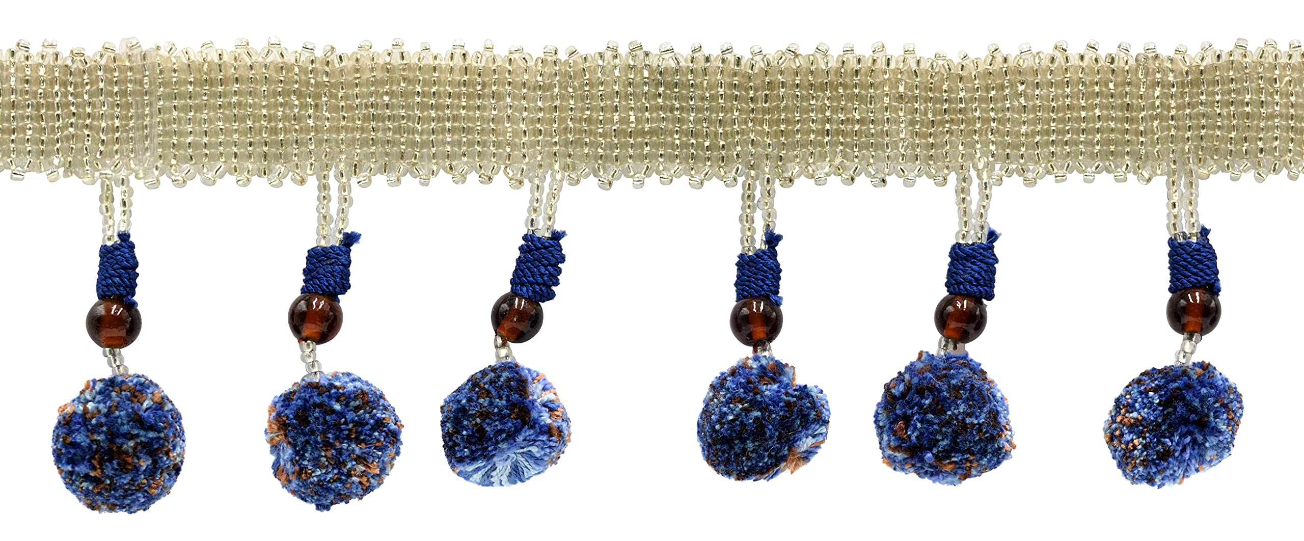Frange de perles de verre pour rideaux style bohème chic Marrakech bleu VL09