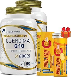 Kit Com 2 - Coenzima Q10 100% Pura (200mg por porção) 60 Caps Flora Nativa + 1 ProvitanC