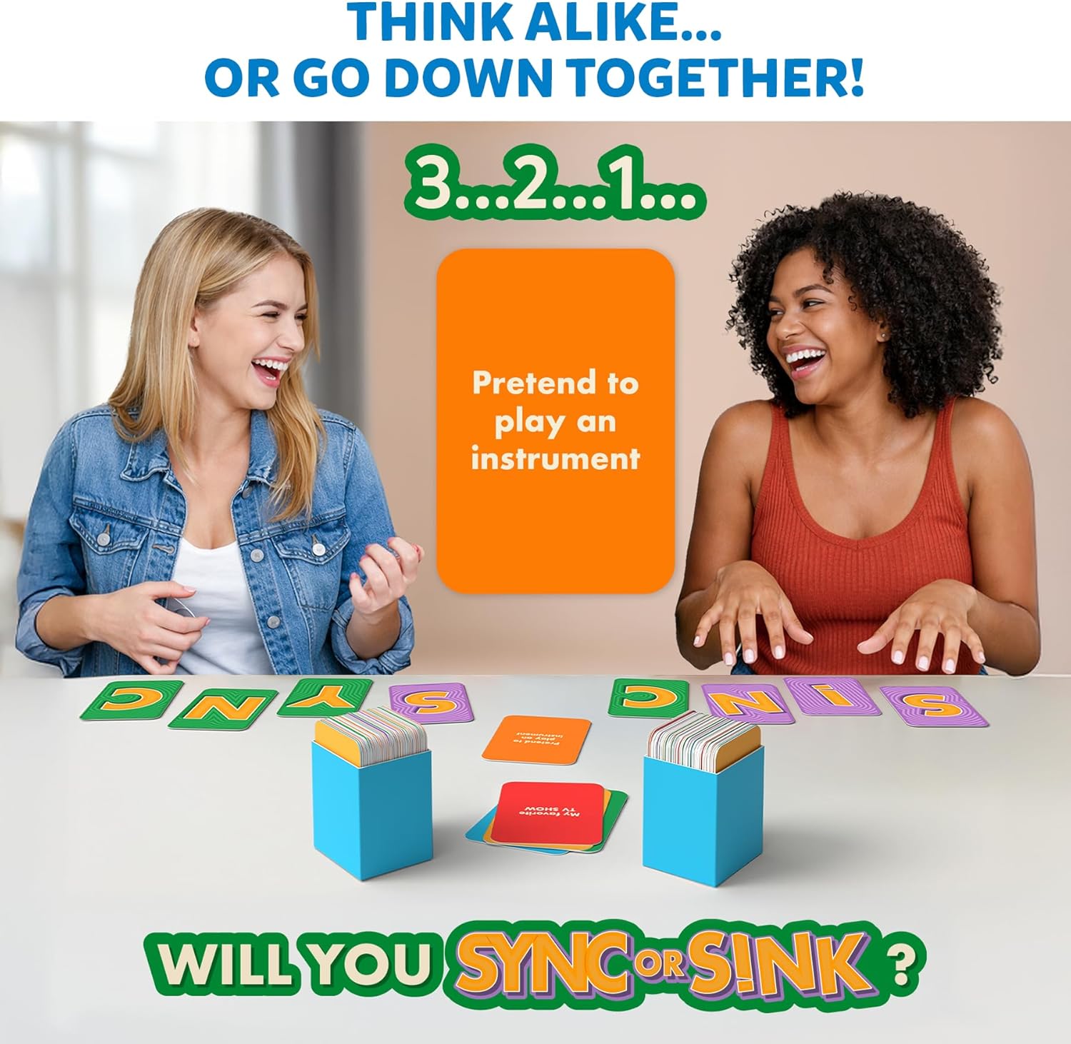 Sync or Sink - Hilarious Family Card Game for Kids, Teens & Adults, Fast-Paced Mind-Matching Partner Challenge, Fun Party & Game Night Favorite, Gifts for Ages 8, 9, 10 and Up, 4-8 Players