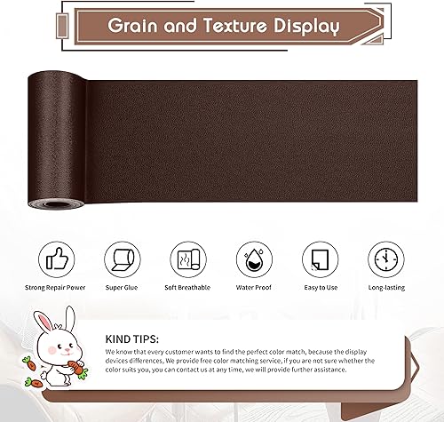 Vista 120 de KING MOUNTAIN Cinta de reparación de cuero, 16 x 60 pulgadas, gris, autoadhesiva, impermeable, ecológica