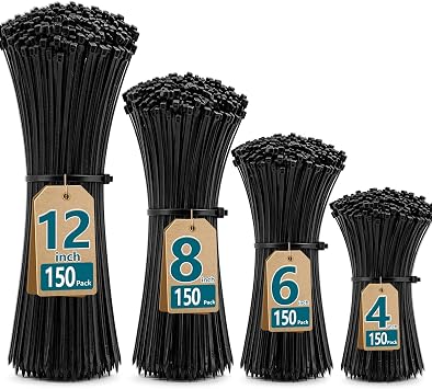 Magicorange Zip Ties Assorted Sizes 4+6+8+12 Inch, 600 Pack