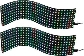 2Pack WS2812B RGB LED Digital Flexible Individually Addressable Panel Light 8X32 256Pixels LED Module Matrix Screen DC5V Controllers Image Video Text Display