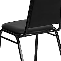 Vista 6 de EMMA + OLIVER Silla de Banquete Apilable con Respaldo Trapezoidal de Vinilo, Silla Multiusos Apilable con Asiento y Respaldo Acolchados, Negro