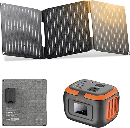 Miniatura 1 de Estación de energía portátil con panel solar plegable de 30 W, banco de energía portátil con salida de CA 110 V 120 W, USB-C para dispositivos