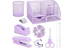 Purple Mesh Desk Organizer with BTS Accessories Keeps Office Organized