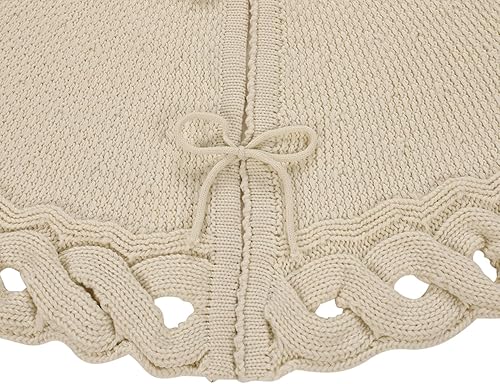 Miniatura 22 de Sattiyrch Faldón de punto para árbol de Navidad, decoración rústica gruesa para árbol de Navidad (crema, 36 pulgadas)