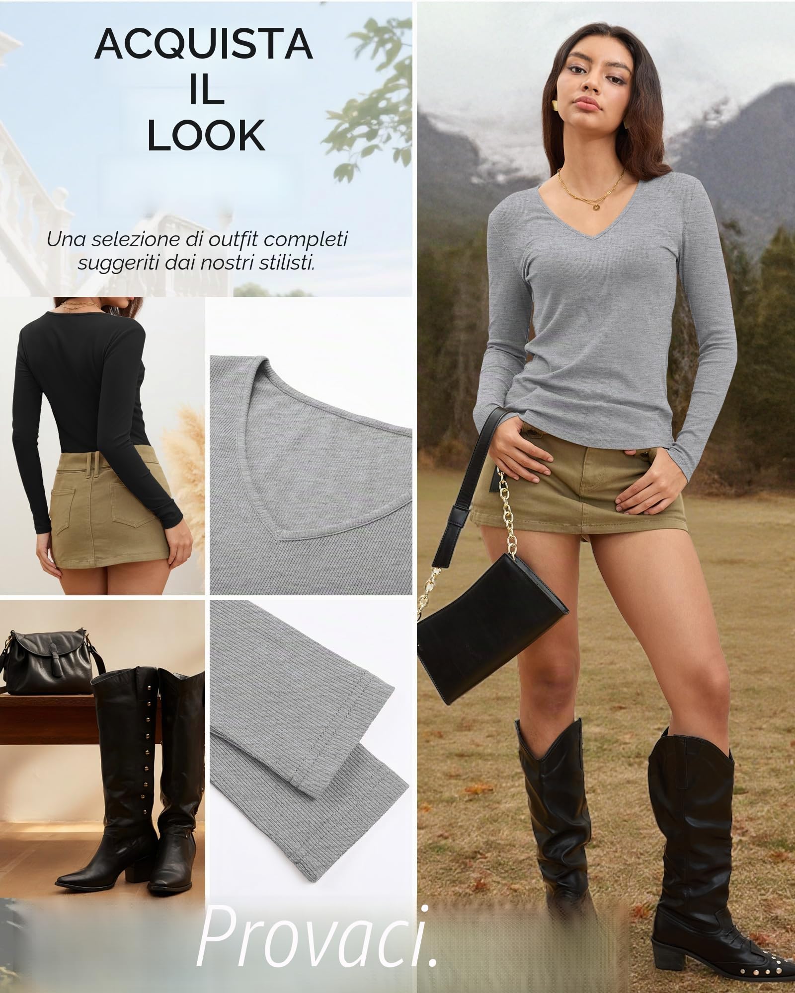 Ficerd Confezione da 3 Maglie a Coste per Donna | Tops in Cotone Con Scollo a V Per Uscire, Abbigliamento Casual Business, Canottiere Basic Aderenti Per Sotto Le Divise