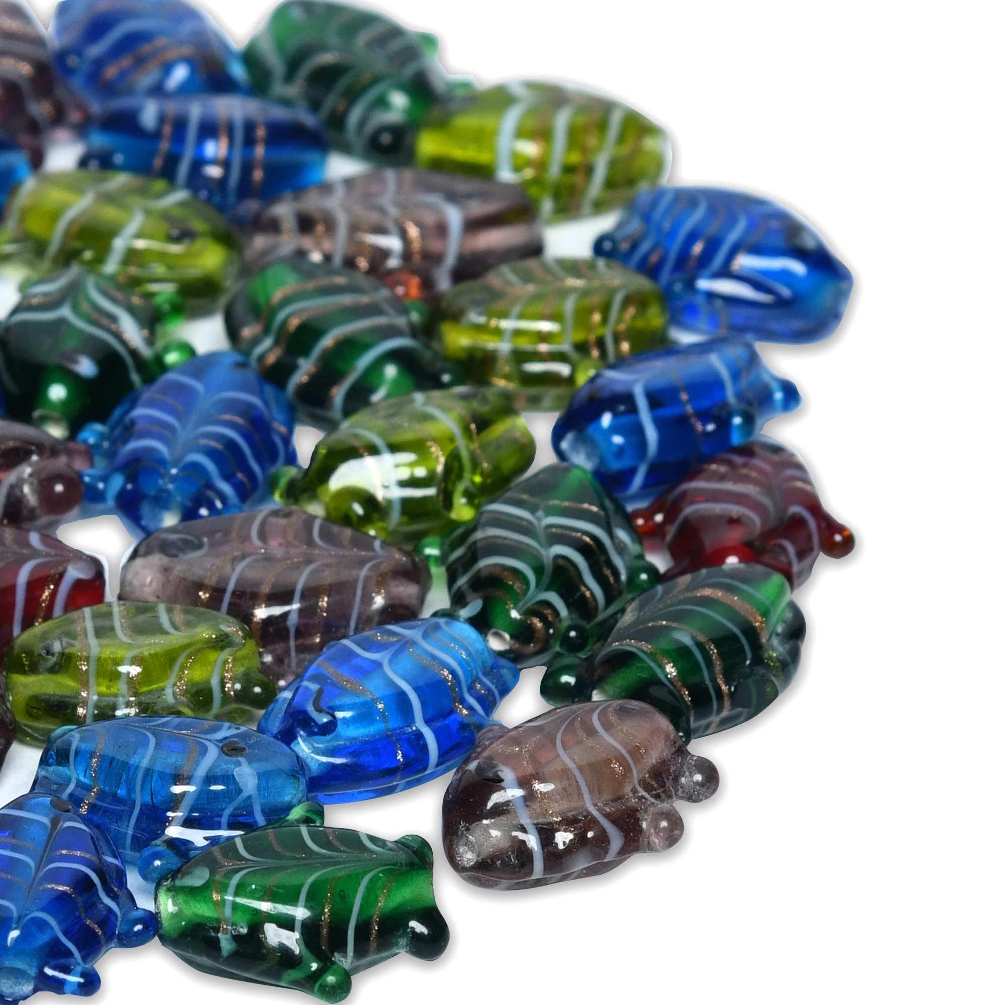 Craft Attic 2/3 LB Assorted Glass Fish Beads for Jewelry Making, Lampwork Murano Mix for Bracelets and Necklaces, Crafting Supplies Kit, Large & Small (Fish Mix)