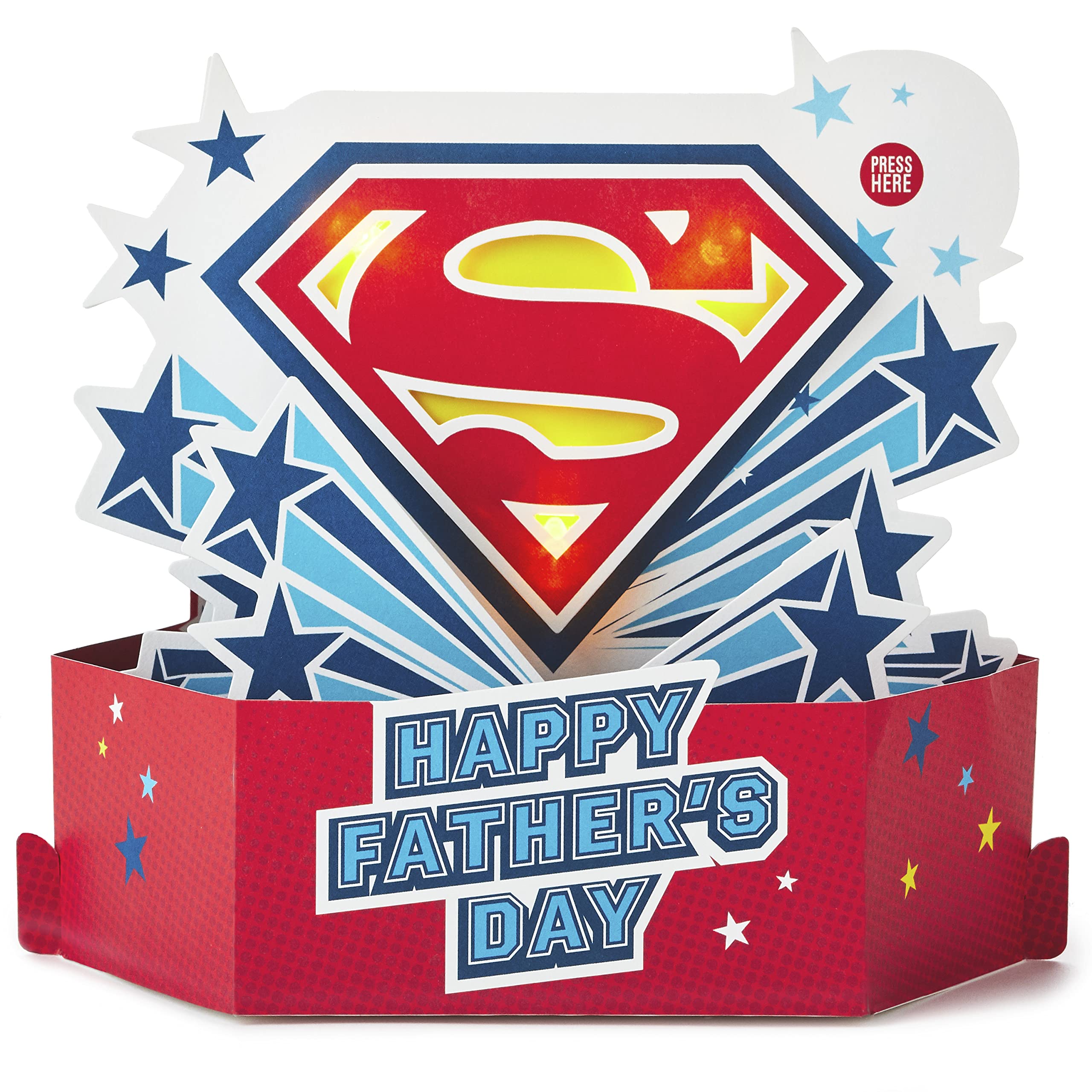 Hallmark 3D Light Up Musical Father's Day Card - Superman Logo Design, Superman Logo 3D Pop Up, 15.8 cm by 22.5 cm - Image 4