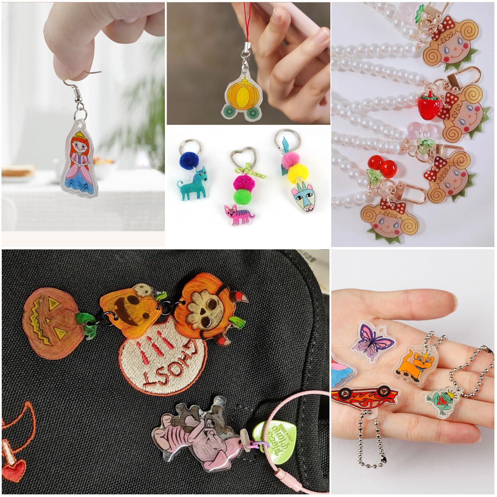 WECUTE folia termokurczliwa, zestawy DIY folia termokurczliwa, w tym zestaw folii termokurczliwej A4, brelok, klamra, ołówek, dziurkacz, do rękodzieła dla dzieci