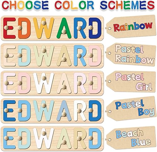 Miniatura 7 de PENDELY Rompecabezas de nombres para niños pequeños de 1 a 3 años, rompecabezas de nombre personalizado, regalo personalizado para bebé,
