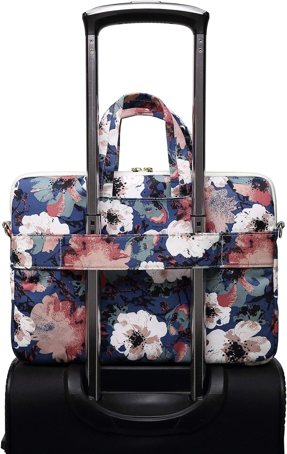 Canvaslove Camellia Pattern Laptop Shoulder Messenger Case Bag With 270 Degree Rebound Bubble Protection For Macbook Pro 15 and 15 inch-15.6 inch Laptop