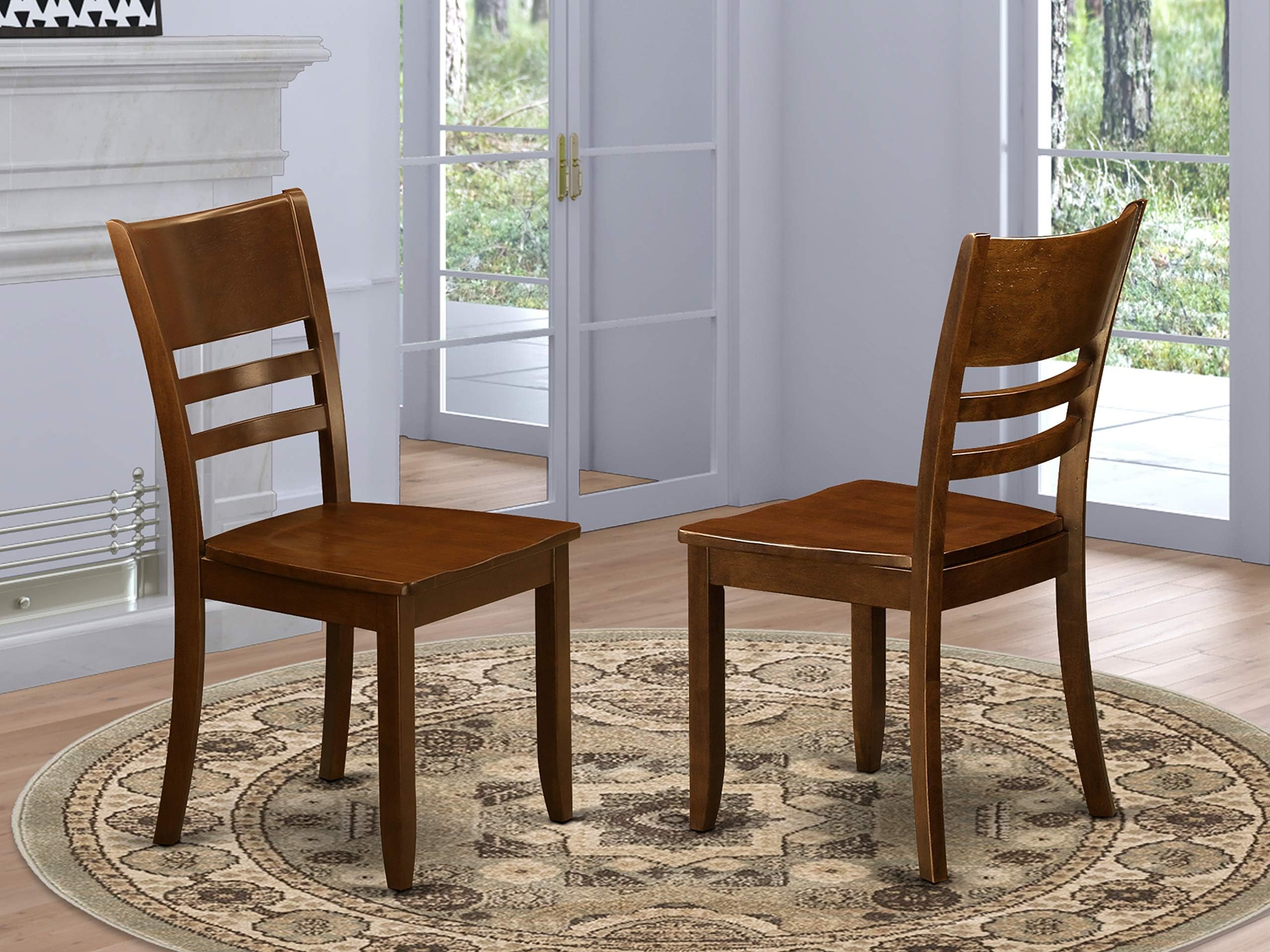 East West Furniture LYC-ESP-W Dining Chairs, Wood Seat