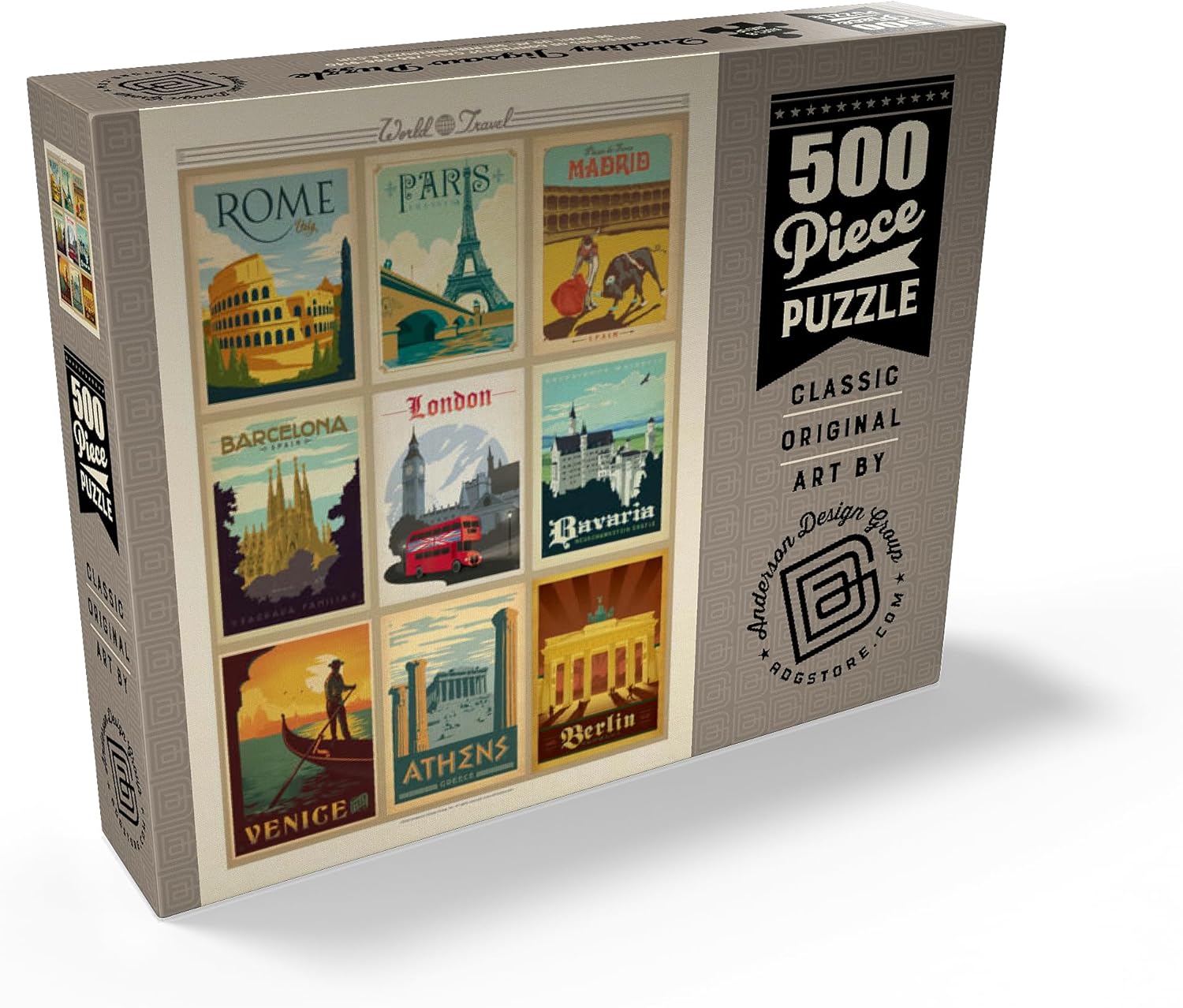 MyPuzzle Europe Travel, Collage, Vintage Poster - Premium 500 Piece Jigsaw Puzzle for Adults