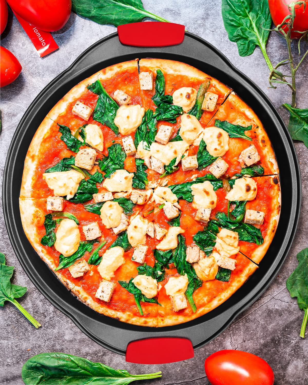 CasaWare Set 2 Padelle Per Pizza 30,5 Cm – Teglia Classica E Forata – Rivestimento Antiaderente In Ceramica Blu Granito - 5